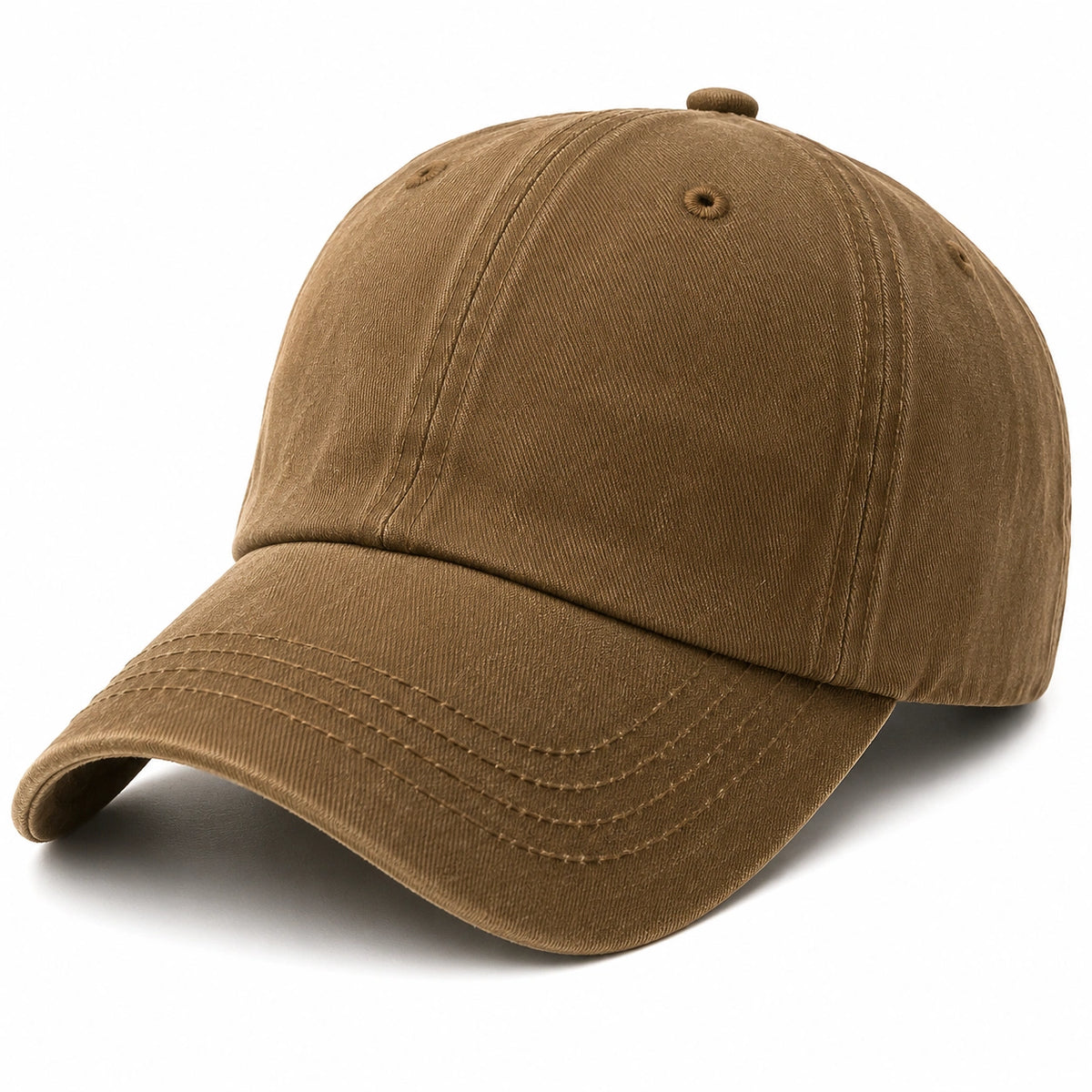 Gorra de béisbol talla única de tejido marrón con visera curva