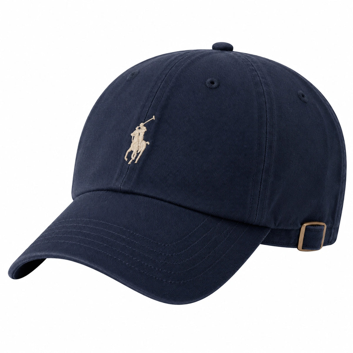 Gorra de béisbol talla única de sarga azul marino con visera curva ajustable