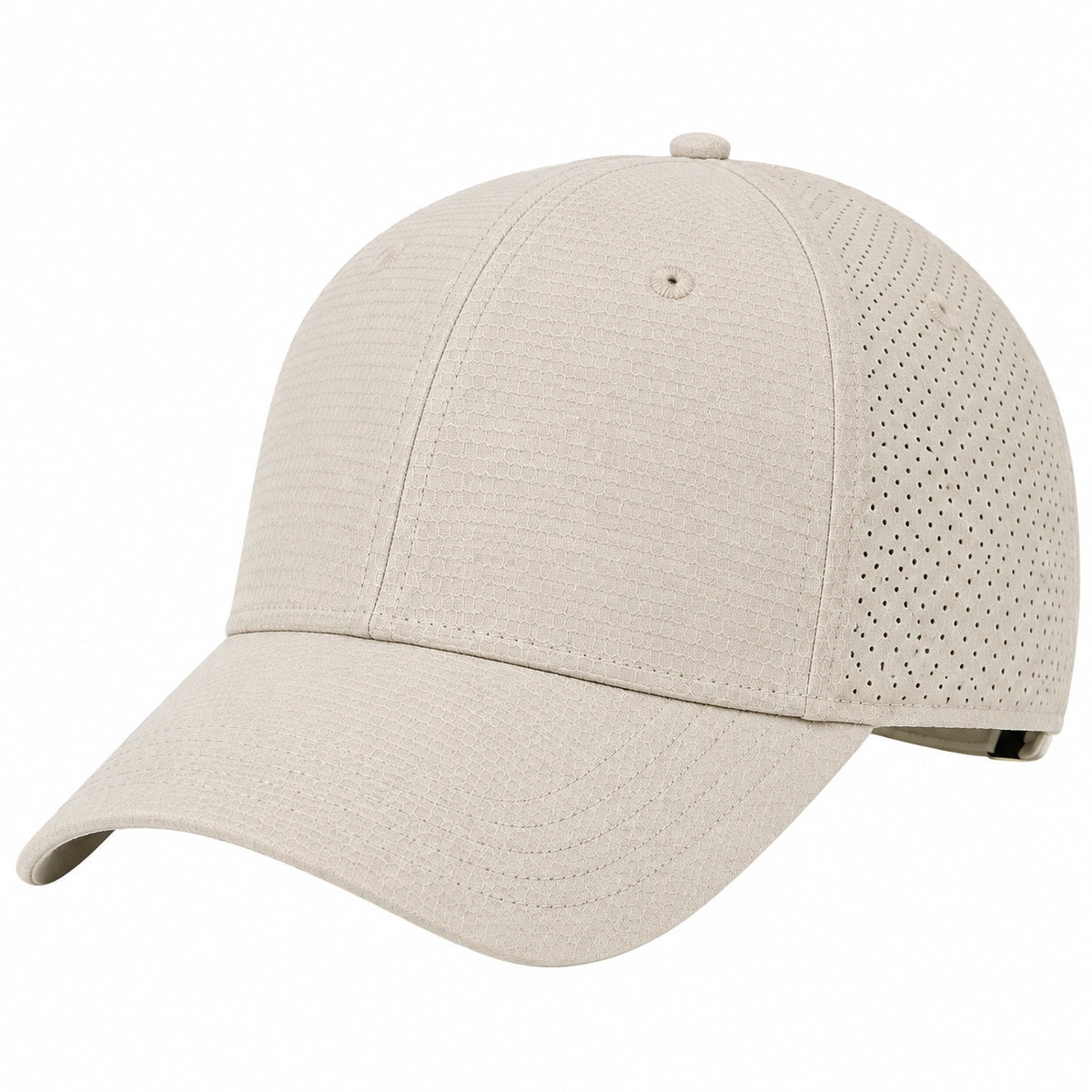 Gorra de béisbol talla única beige de tejido perforado ajustable y transpirable