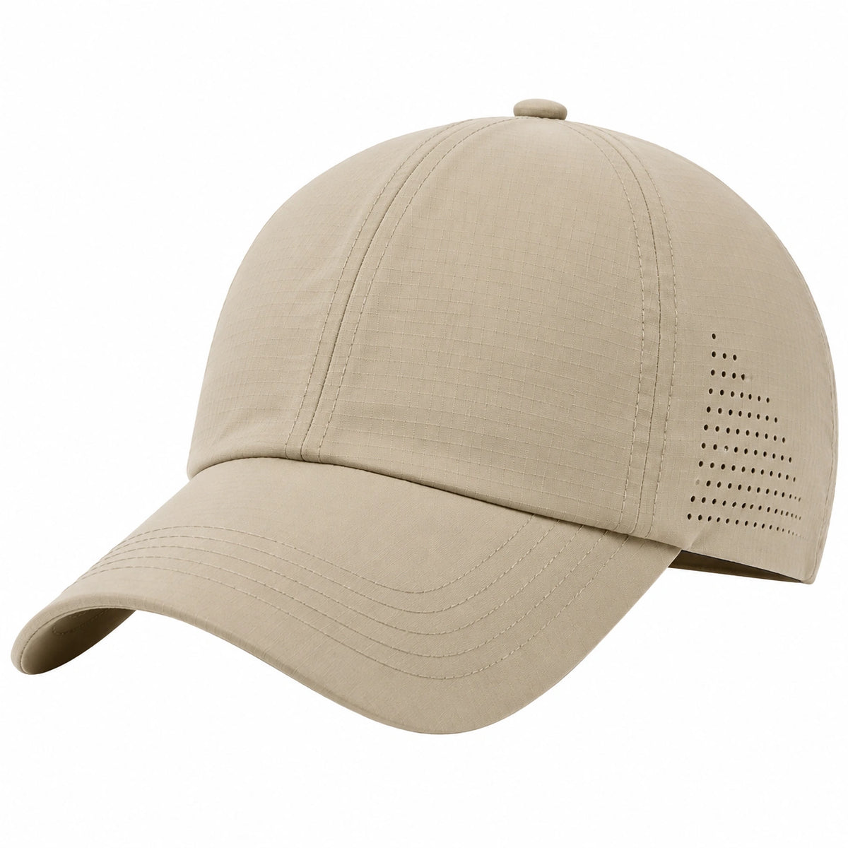Gorra de béisbol talla única beige de tejido con visera curva y paneles perforados