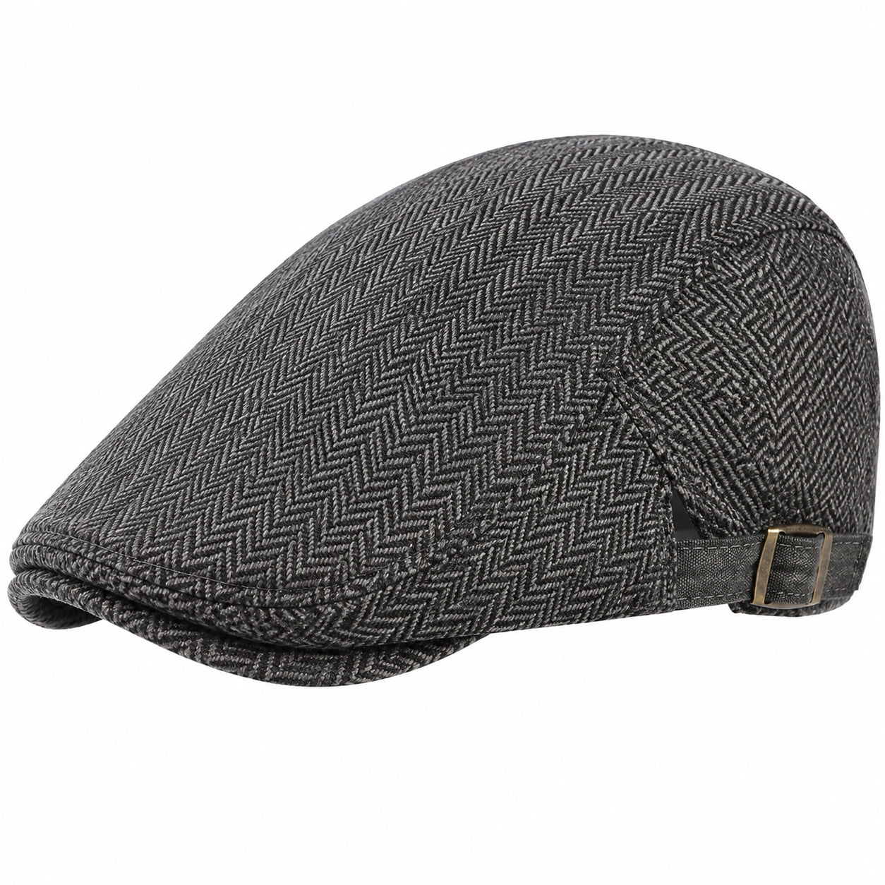 Gorra plana talla única de tejido gris oscuro con espiga ajustable estilo clásico