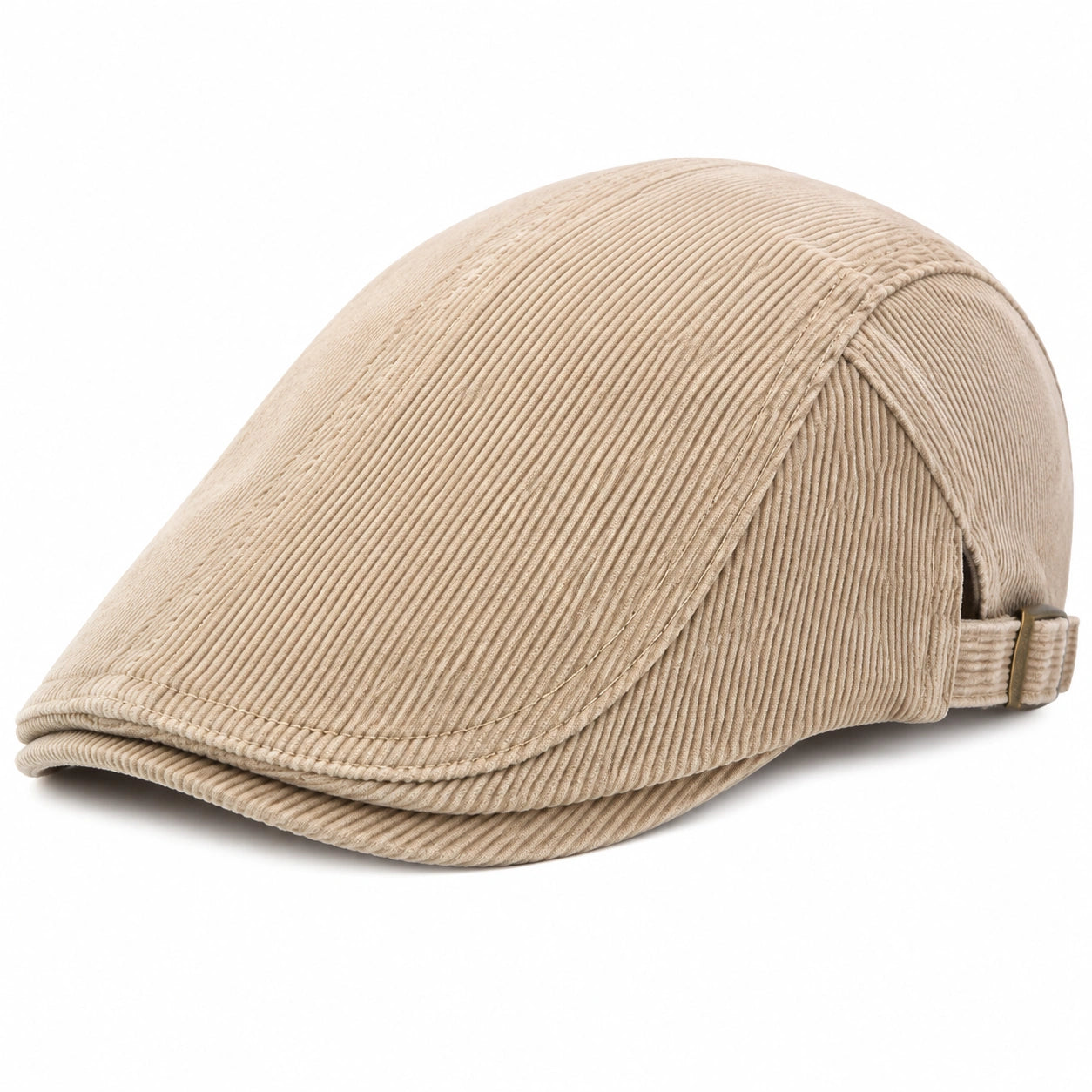 Gorra plana talla única de pana beige ajustable para uso diario
