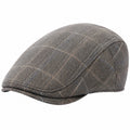 Gorra plana talla única de tejido gris con cuadros estilo clásico