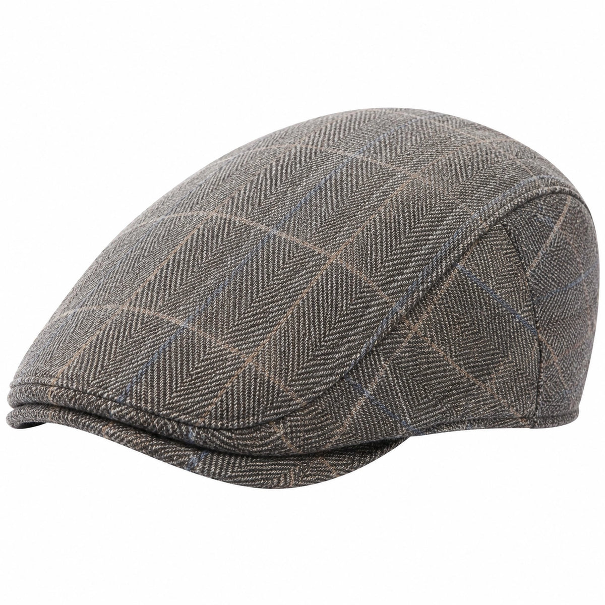 Gorra plana talla única de tejido gris con cuadros estilo clásico