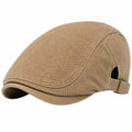 Gorra plana ajustable beige de tejido textil estilo clásico talla única