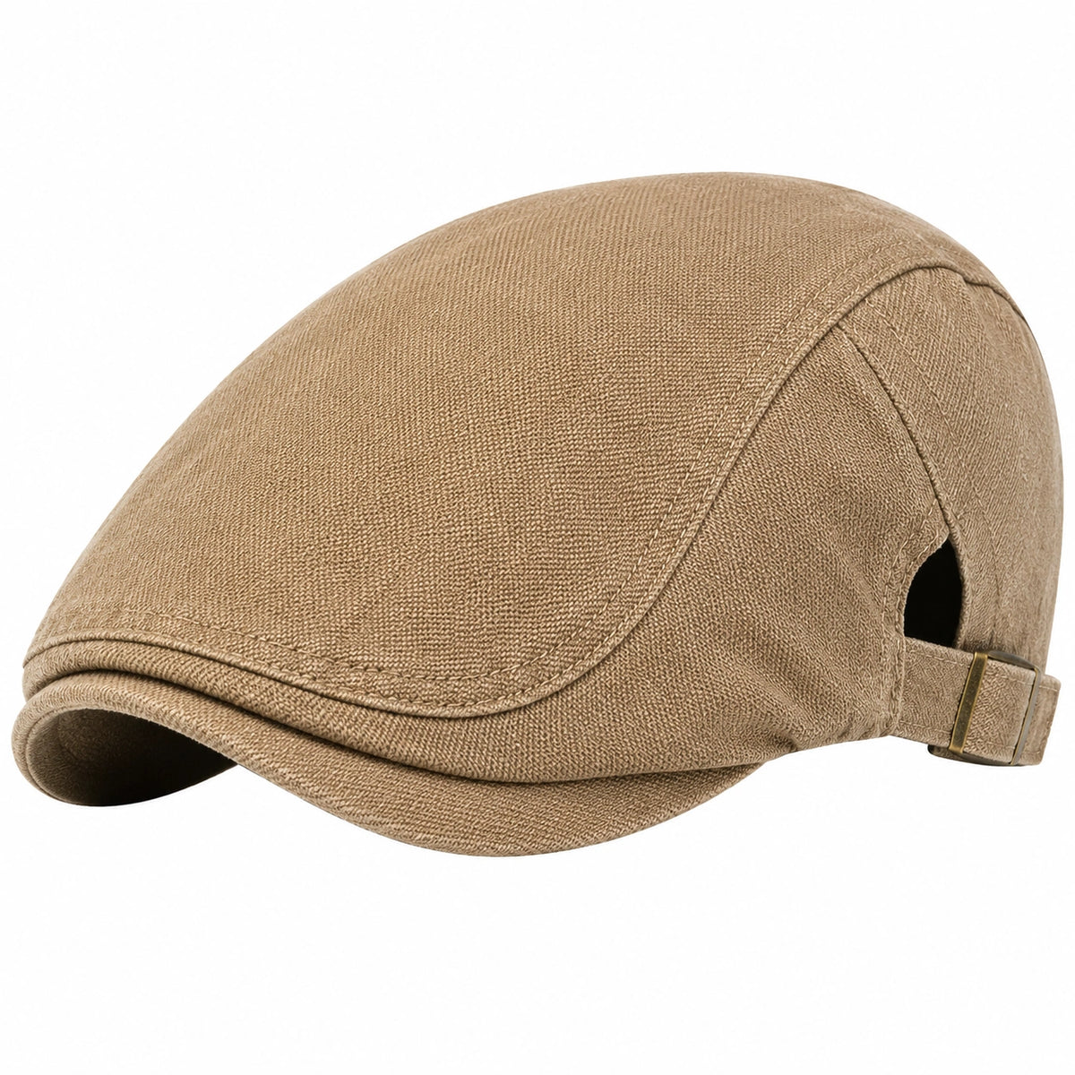 Gorra plana ajustable beige de tejido textil estilo clásico talla única