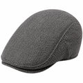 Gorra plana de talla única en tejido gris con dibujo de espiga para uso diario