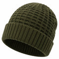 Gorro de punto talla única verde oliva - diseño trenzado con vuelta acanalada