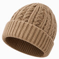 Gorro de punto talla única beige con canalé para invierno