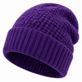 Gorro de punto talla única morado con vuelta para uso diario