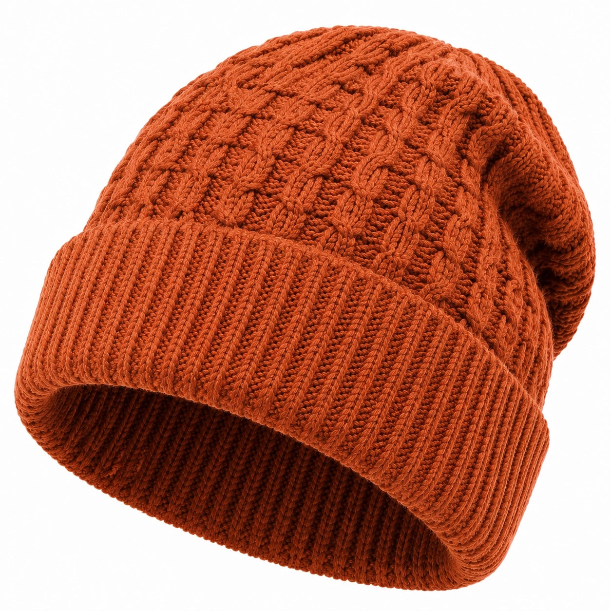 Gorro de punto talla única naranja con trenzas para uso diario