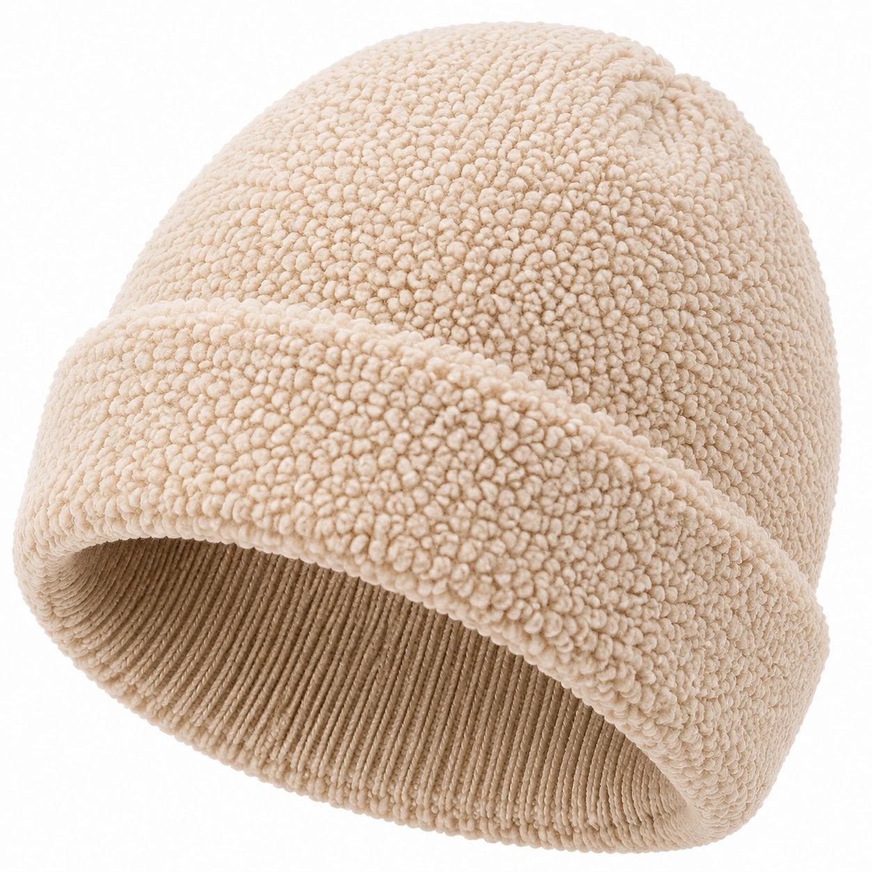 Gorro de punto talla única beige de tejido texturizado estilo casual