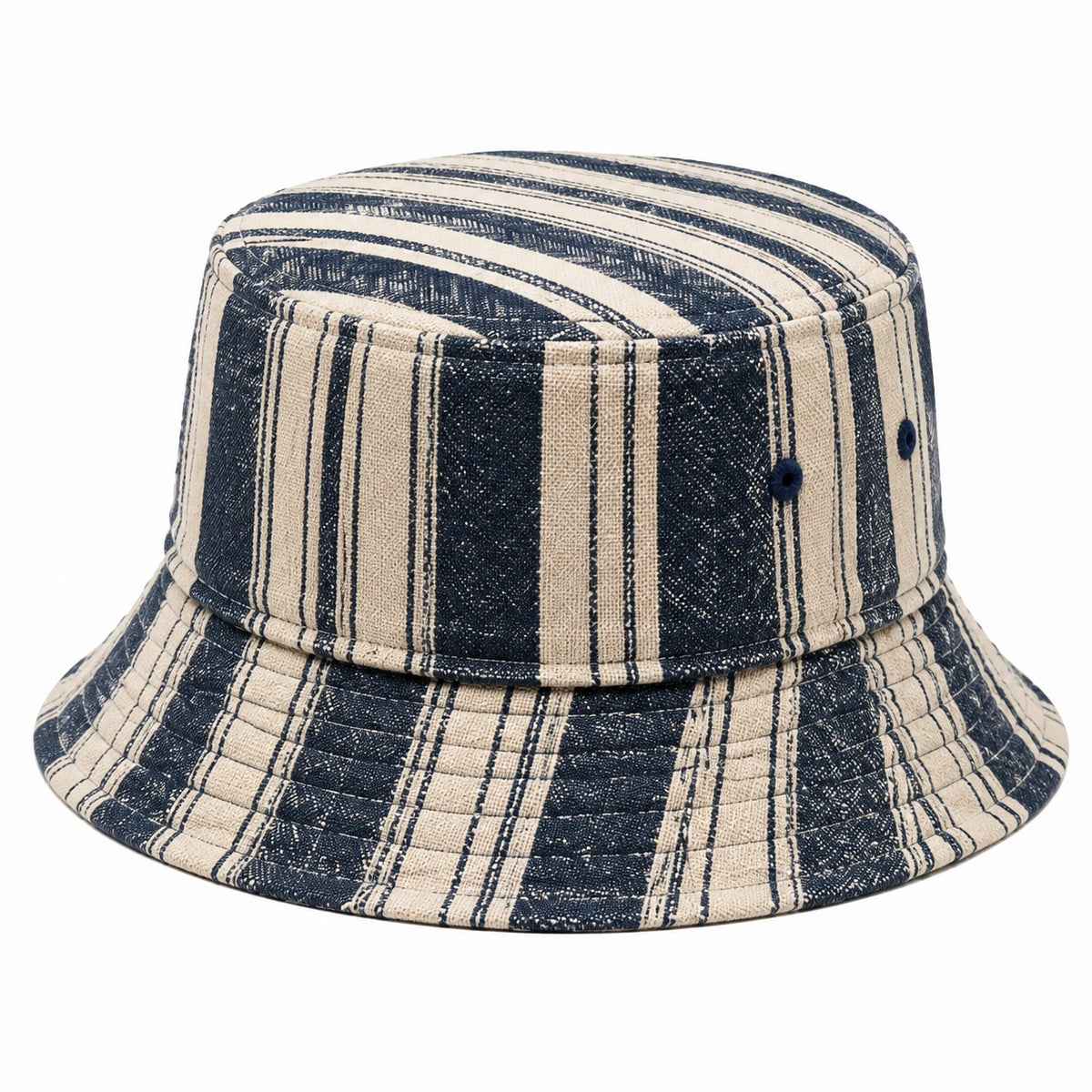 Sombrero de pescador de talla única en tejido azul marino y beige a rayas