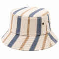 Sombrero bucket talla única de tejido beige azul y marrón a rayas para uso diario con ojales de ventilación
