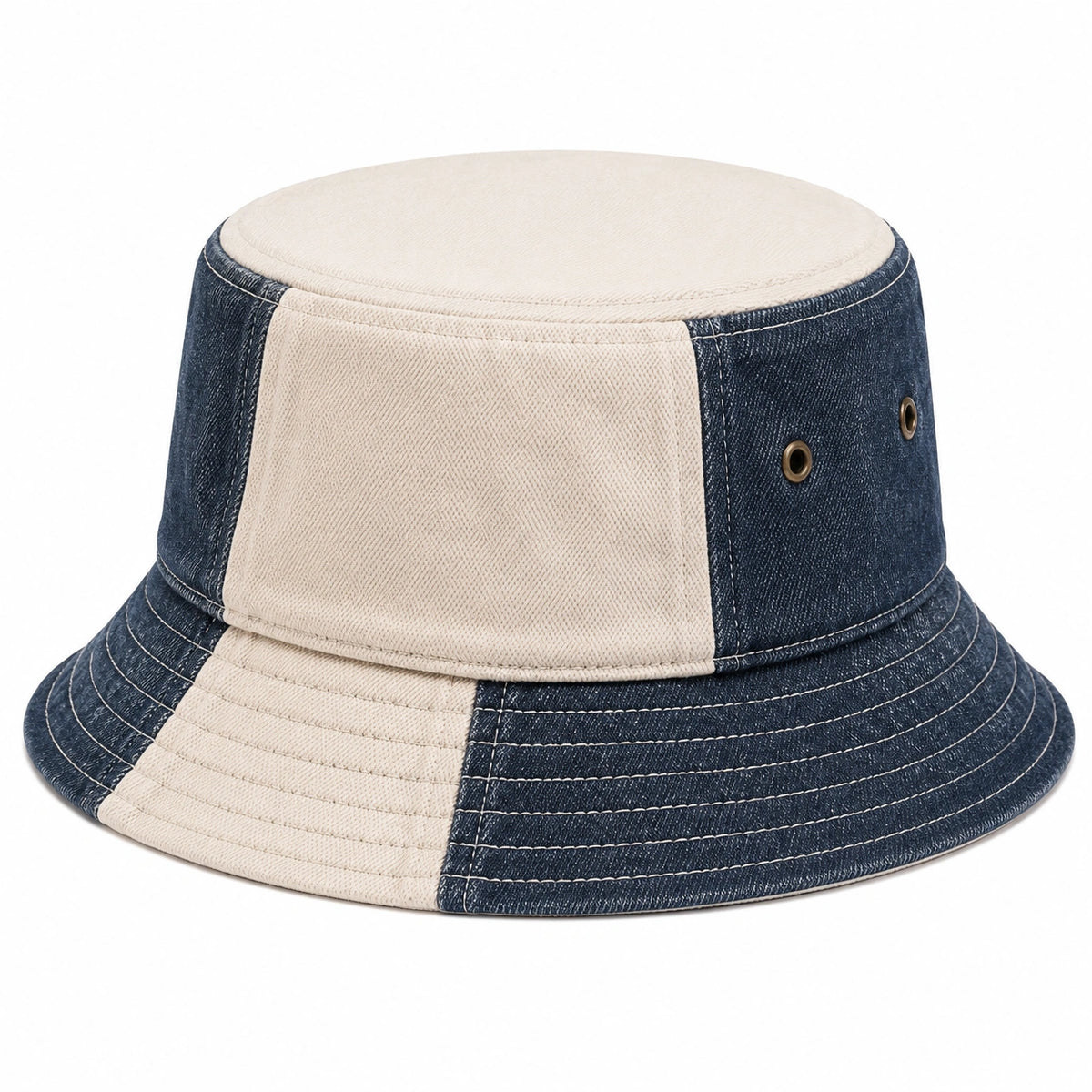Sombrero de pescador talla única de tejido vaquero azul y beige de ala ancha