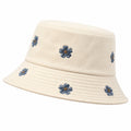 Sombrero de pescador talla única beige de tejido con flores bordadas - estilo casual