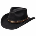 Sombrero vaquero talla única negro de acabado tipo piel con banda trenzada