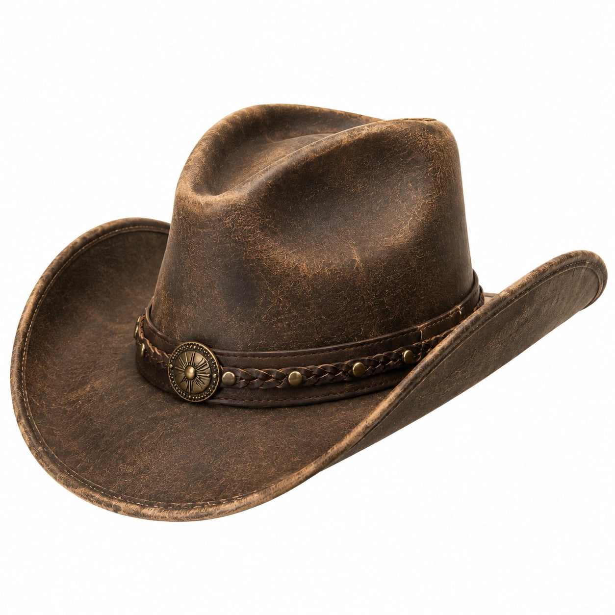 Sombrero vaquero talla única de material sintético marrón estilo western