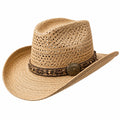Sombrero cowboy de talla única en paja beige con banda trenzada