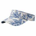 Visera de talla única en tejido beige y azul con estampado floral ajustable
