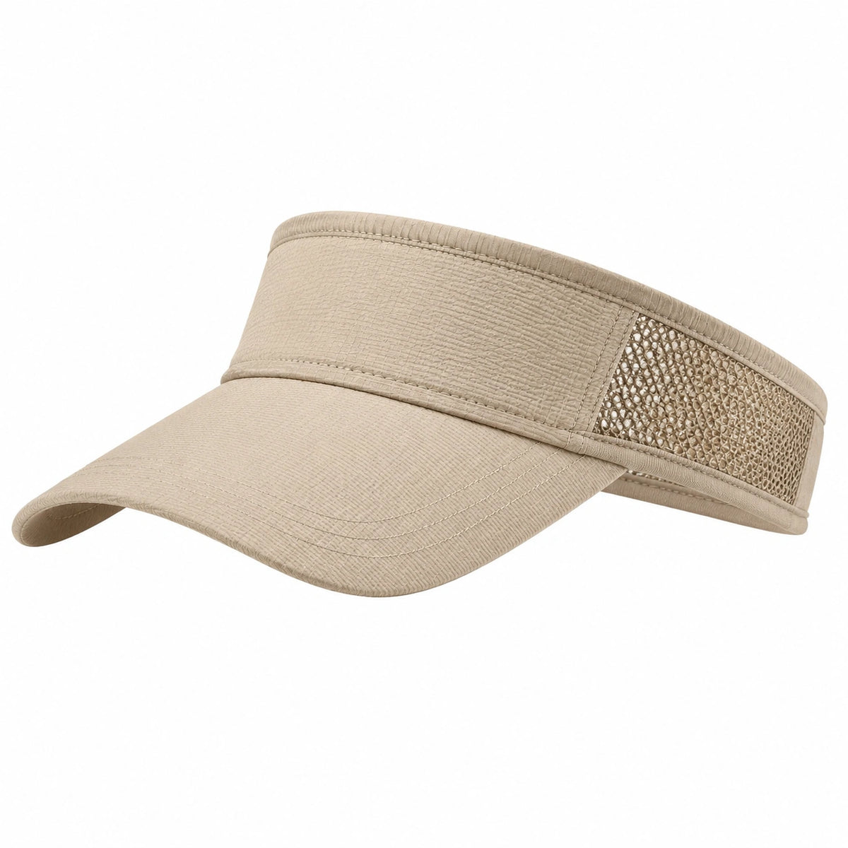 Visera de talla única beige de tejido con malla y ala curva para uso diario