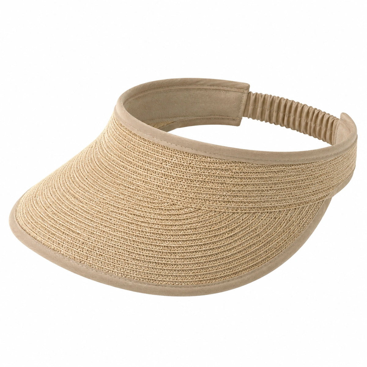 Visera de talla única de fibra trenzada beige - protección solar ajustable